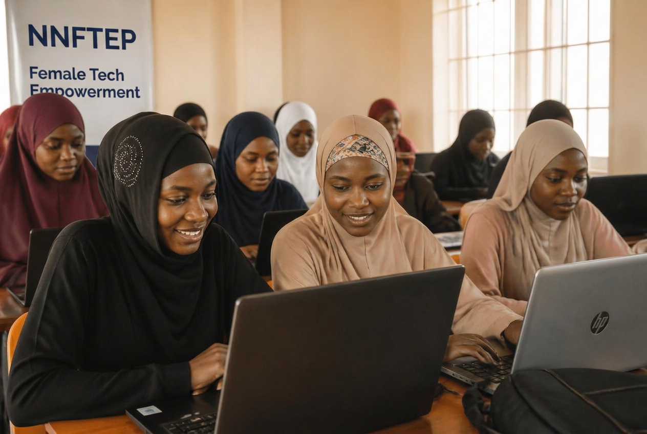 Young women learning together in a classroom in Gombe